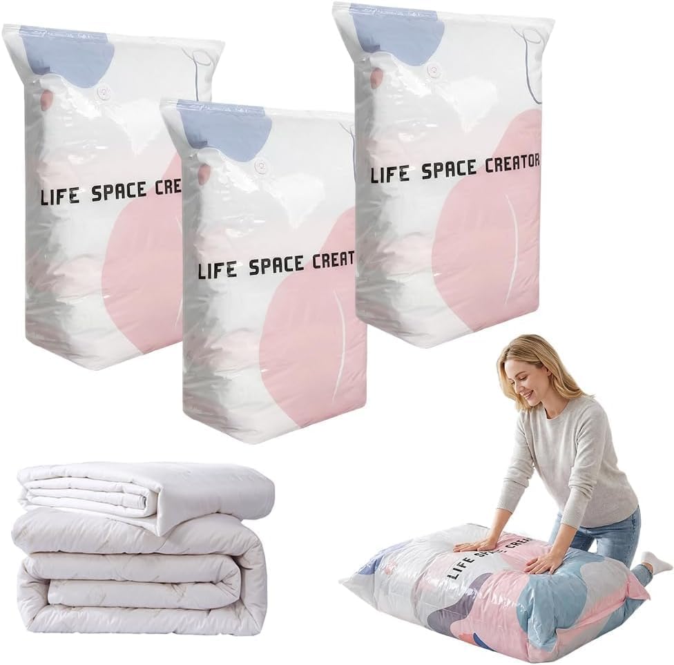 No-Pump Vacuum Storage Bags, Cube Compression Space Saver Bags, Upgrade Large Storage Compression Bags Press & Seal, For Clothes,Bedding Comforters, Blankets (5pcs, large size) - Image 3