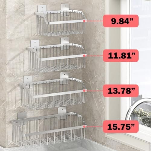 4 Set Hanging Wall Mount Storage Baskets, Multiuse Sturdy SUS304 Stainless Steel Organizing Baskets for Home Kitchen, Bathroom, Pantry Utility, Laundry Organizer,L15.75Inch, D 6.3Inch, H 4.75Inch - Image 7