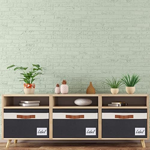 Extra Large Storage Bins with Lids, Foldable Fabric Storage Baskets with Lids, Sturdy Storage Boxes with Labels and 3 PU Handles for Closet Home Bedroom Office (32L, 3 Packs, Black&White) - Image 7
