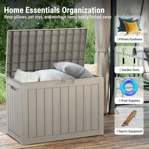 Mars Villa Deck Box, Outdoor Storage Box Waterproof, 45 Gallon, Grey - Image 4