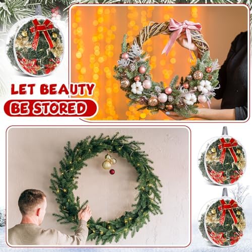 Windyun 8 Pcs 30" Christmas Wreath Storage Bag Dual Zippers Gray Handles - Image 5