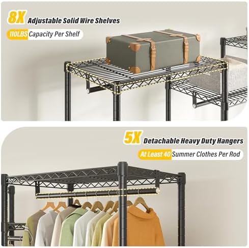 Raybee Heavy Duty Clothes Rack with Cover, 905LBS Capacity, Sturdy Steel - Image 5