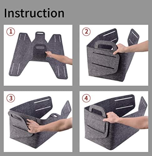 Storage Basket Felt Storage Bin Collapsible& Convenient Box Organizer with Carry Handles for Office Bedroom Closet Babies Nursery Toys Laundry (Dark grey, 19.9inch（L）×13.6inch（W）×12.6inch（H）) - Image 6