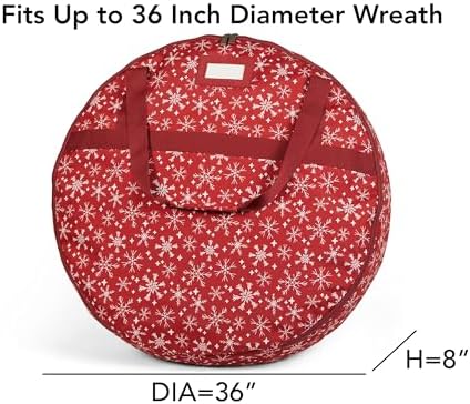 Covermates Wreath Storage Bag, 36" Diameter x 8" H, Red Snowflake - Image 3