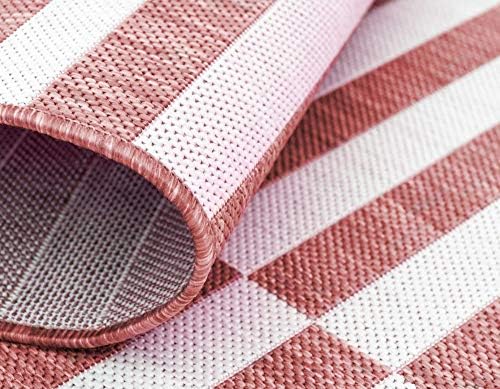 Unique Loom Outdoor Collection Classic Stripes, Transitional Indoor & Outdoor Area Rug, Rectangular 4' 0" x 4' 0", Red/Ivory - Image 6