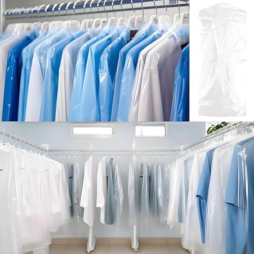 10 Pcs Long Plastic Clothes Covers, 60 * 150cm Clear Clothes Bags Hanging,Dress Bag,Garment Bags Dress Bags Covers Long,Dust-proof Garment Protector Covers for Clothes Shirt Suit Jacket Suit Sweater - Image 4
