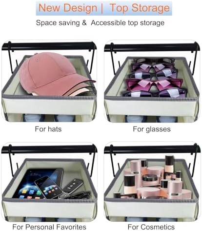 2 Pack Large-Sized Hanging Shoe Organizer 10-Shelf, Sturdy Hanging Closet Organizer with 8 Side Pockets, Wider Hanging Shelves for Storage Shoes Clothes Jeans Shirts Toys, Beige - Image 5
