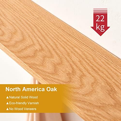 Coat Rack Shelf Wall Mounted Oak Wood Entryway Shelf with 5 Hooks Wall Coat Hook Rack with Floating Shelf for Bedroom, Living Room, Kitchen (Natural,20 inch) - Image 3