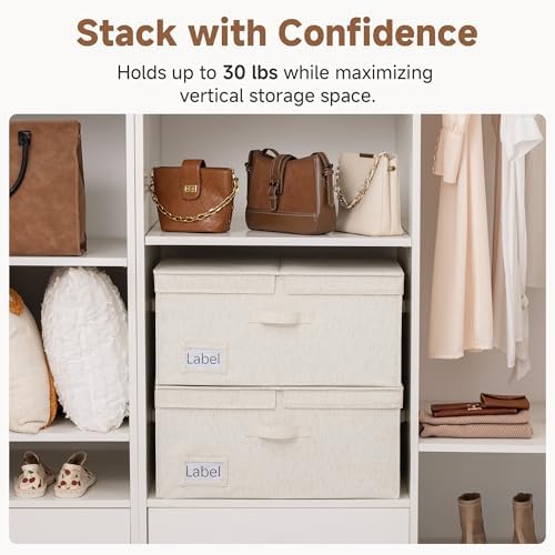 StorageWorks Large Decorative Storage Boxes with Lids, Rustic Linen - Image 4