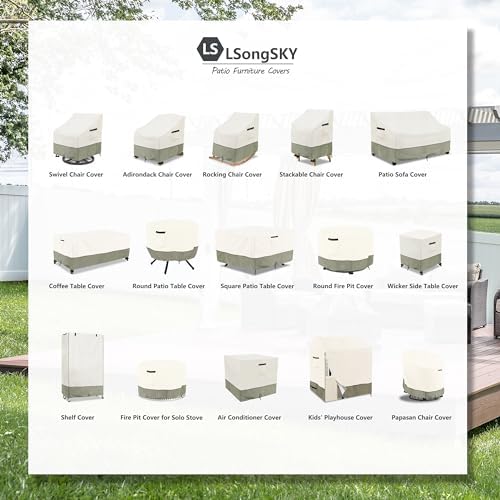 Outdoor Swivel Rocker Chair Cover 2 Pack,Patio Swivel Chair Covers for Outdoor Furniture,Rocking Chair Covers Waterproof (28W x 33D x 38.5H Inch)White&Grayish Green - Image 2