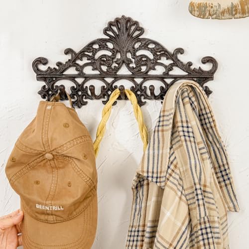 Sungmor Vintage Cast Iron Chrysanthemum Coat Hook with 5 Hooks - Image 3