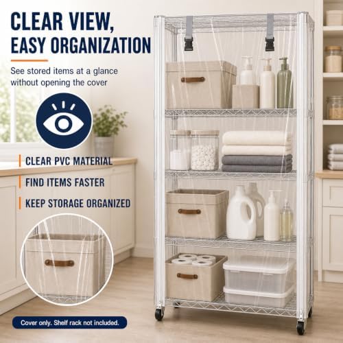 Wire Shelving Cover 48" x 24" x 72" Clear PVC Dustproof Storage Rack Cover - Image 6