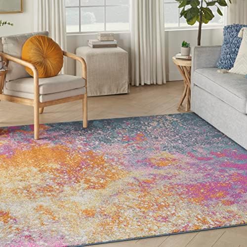 Nourison Home Passion Abstract Sunburst 7'10'' x Square Area-Rug, Easy-Cleaning, Non Shedding, Bed Room, Living Room, Dining Room, Kitchen (8 Square) by NourisonHome