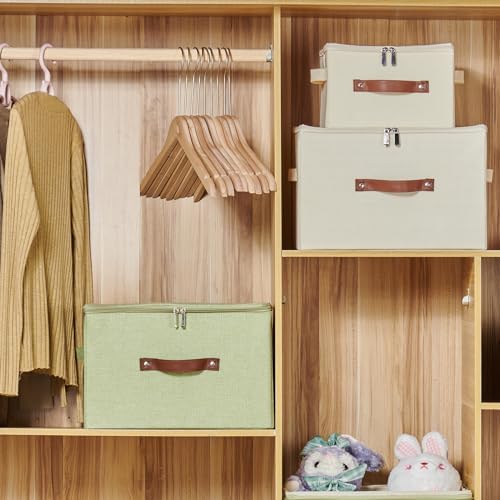4PCS Storage Bins with Zipper Lids Decorative Lidded Basket Box - Image 5