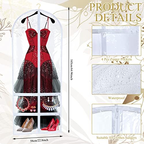 Sanwuta 4 Pcs Clear PVC Large Dance Garment Bags for Dancers Costume Long Garment Bag with 4 Zipper Pockets for Competitions(22.8 x 65 Inch,Clear) - Image 2
