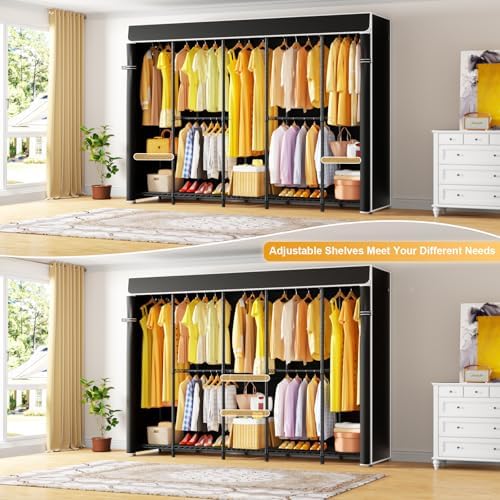 ULIFHOME H50C Clothes Rack with Cover, Large Covered Clothing Rack, Black - Image 4
