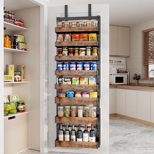 8-Tier Over The Door Pantry Organizer, Heavy-Duty Metal Wall Mount or Hanging Spice Rack, behind the door storage Shelves with Adjustable Basket, Back of Door Organizer for Kitchen Cabinet and Closet - Image 4