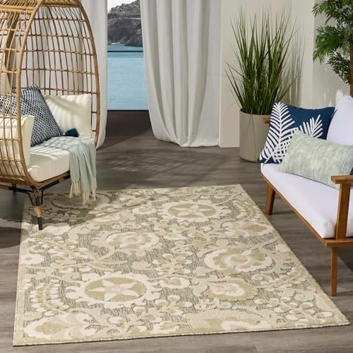 Nourison Home Aloha Ivory Sage 3'6" x 5'6" Area Rug - Easy Clean, Non Shedding, Bed Room, Living Room, Dining Room, Kitchen (4' x 6') - Image 3