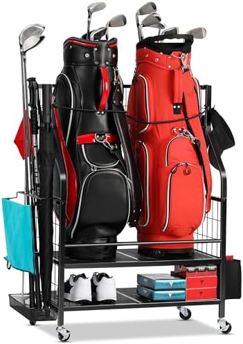 FHXZH Golf Bags Storage Garage Organizer - Golf Bag Stand for 2 Bag by FHXZH