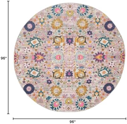 Nourison Home Passion Silver 8' x Round Area Rug, Boho, Moroccan, Bed Room, Living Room, Dining Room, Kitchen, Easy Cleaning, Non Shedding, (8' Round) - Image 3