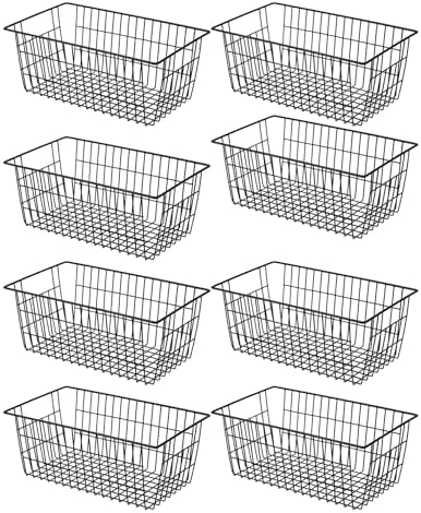 SANNO Black Wire Baskets Freezer Bin Organizer for Home, Bathroom, Closet Organization, set of 8, 15.7inch by SANNO