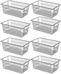 SANNO Black Wire Baskets Freezer Bin Organizer for Home, Bathroom, Closet Organization, set of 8, 15.7inch by SANNO