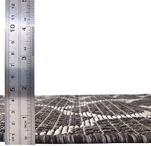 Unique Loom Outdoor Trellis Collection Area Rug - Trellis (Runner 2' 0" x 8' 0", Black/ Ivory) - Image 5