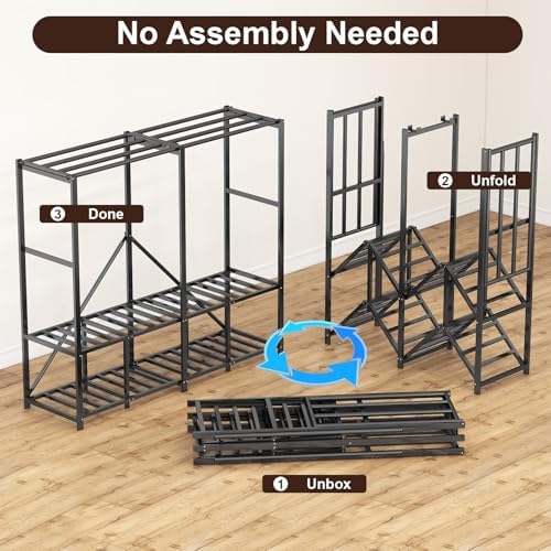 Umeiga Heavy Duty Portable Closet with Cover 1200Ibs Foldable Covered Clothes Rack for Hanging Armoire Wardrobe Closet System Freestanding Coat Storage Garment Racks 60" W x 71" H x 20" D - Image 3