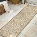 Eyely Filigree Weave Runner Rug 2X8 Beige/Brown, Indoor Outdoor Rug by eyely