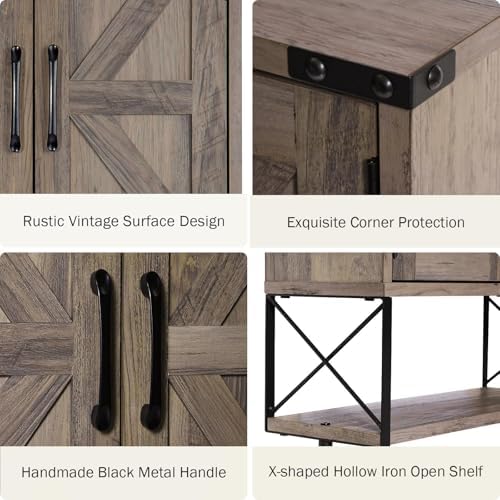 RUSTOWN Farmhouse Medicine Cabinet with 2 Barn Door & Towel Bar Rack - Image 6