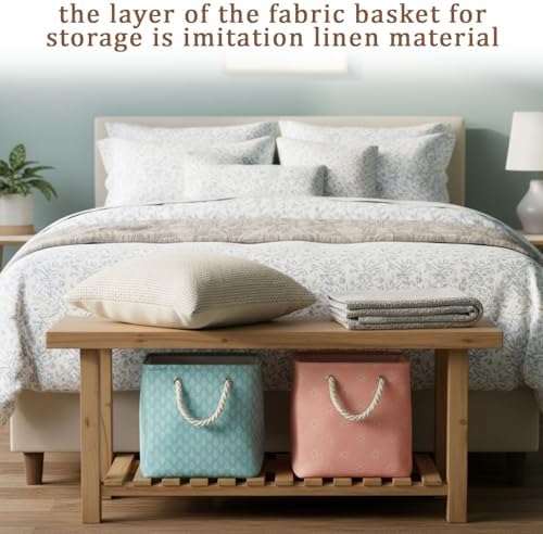 6 Pack 13x13 Inch Cube Storage Bins Fabric Square Cube Basket, Boho Rainbow - Image 4