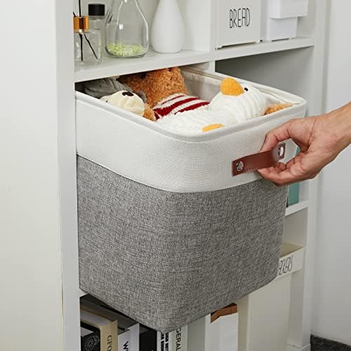 DULLEMELO 13 inch Fabric Storage Cubes 4 Pack Foldable Baskets/Bins for Home Office Organizer Closet, Shelves, Toy, Nursery - Image 4
