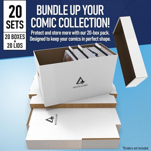 Invested Alliance Premium Short Comic Book Storage Box Organizer with Lid | Thick Cardboard Comic Storage Box For Collectibles Fits 150-175 Current/Silver Age, Heavy Duty & Stackable. - Image 3
