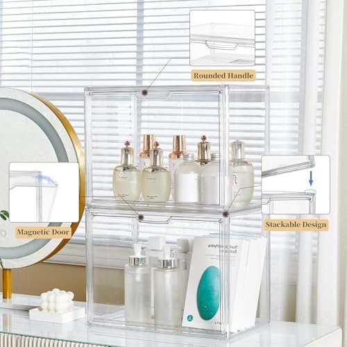 ZLLZUU Acrylic Display Case Large Clear Boxes 3 Pack Stackable Storage Bins - Image 3