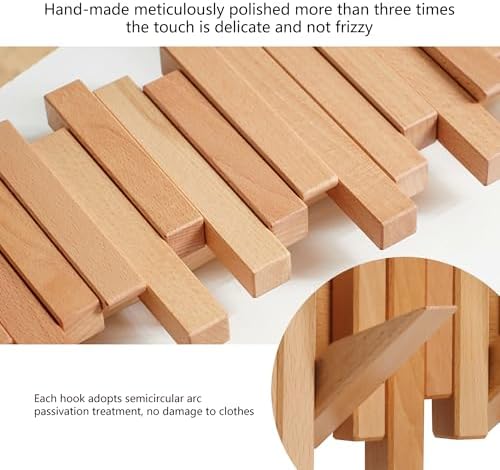 Coat Rack Wall Mount Piano Flip Down Wall Hook Rack 7 Hooks Beech - Image 4