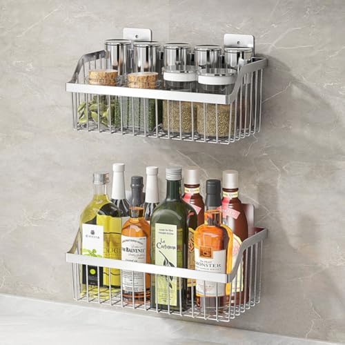 SUS304 Stainless Steel Wire Basket, Hanging Wall Organizer Cabinet Storage Basket, Wall Mounted Shelves for Home Kitchen Bathroom, 2-Pack by kaileyouxiangongsi