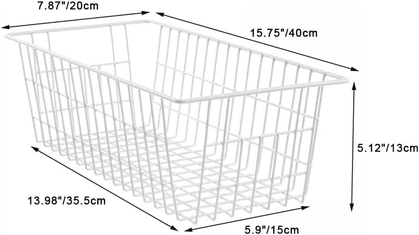 SANNO Freezer Baskets Wire Storage Baskets Bin Organizer Food, Kitchen, Basket Organizers Bins for Home, Bathroom, Closet Organization, White, 8 - Image 6