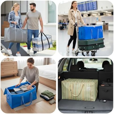 BALEINE 8-Pack Oversized Moving Bags with Reinforced Handles, Heavy-Duty Storage Tote for Clothes, Moving Supplies (Royal Blue, 8-Pack) - Image 3