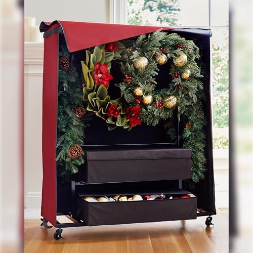Balsam Hill Wreath & Garland Rolling Storage Chest - Premium All-in-One Christmas Storage Solution with Locking Wheels and Adjustable Clips for Multiple Wreaths and Garlands - Image 2