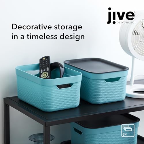 Set of 3 decorative boxes with lid A5 JIVE, colour - turquoise - Image 3