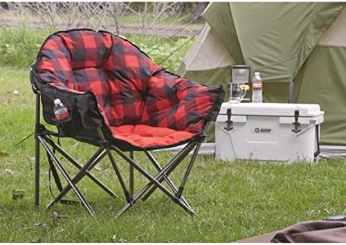 Guide Gear Club Camping Chair, Oversized, Portable, Folding with Padded Seats, 500-lb. Capacity Red Plaid - Image 7