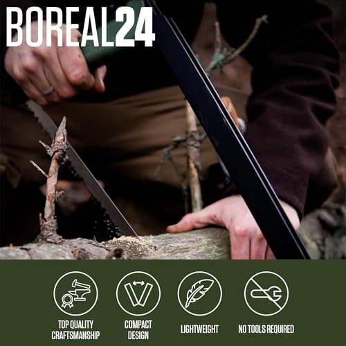 AGAWA - BOREAL24 Tripper Kit - Includes 24" Folding Saw, Nylon Carrying Case, 24" All-Purpose & 24" Aggressive Blade - For Camping, Hiking & Survival Gear (Black Frame/Green Handle) - Image 2