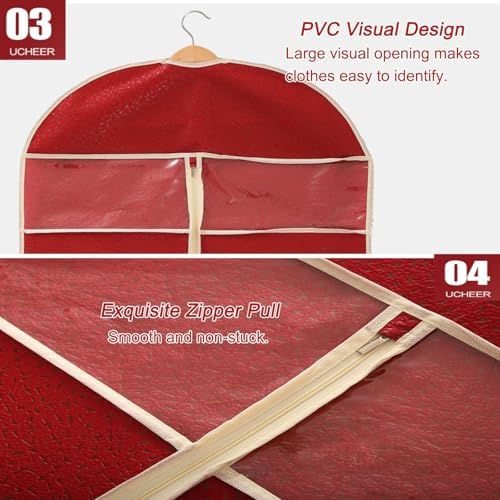 5 Pcs Non-Woven Fabrics Suit Cover Bags, Garment Bags for Hanging Clothes, Suit Bags for Closet Storage, with Transparent Window, Breathable(Gray,60 * 130cm/24 * 51in) - Image 5