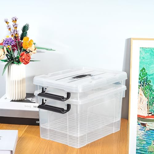 Cetomo Lidded Storage Bin with Handle, Storage Bins with Lid, Organizing Container with Secure Latching Buckles, Stackable and Nestable, Plastic, 25 Quart-6 Pack, Clear - Image 5