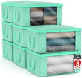 Sorbus Medium Clothes Storage Bags - Foldable Blanket Storage Bins for Organizing Bedroom, Closet, Clothing, Comforter, Organization with Clear Window, Lids and Carry Handles - Set of 8 | Carry handles and fabric construction support foldable bins with... by Sorbus