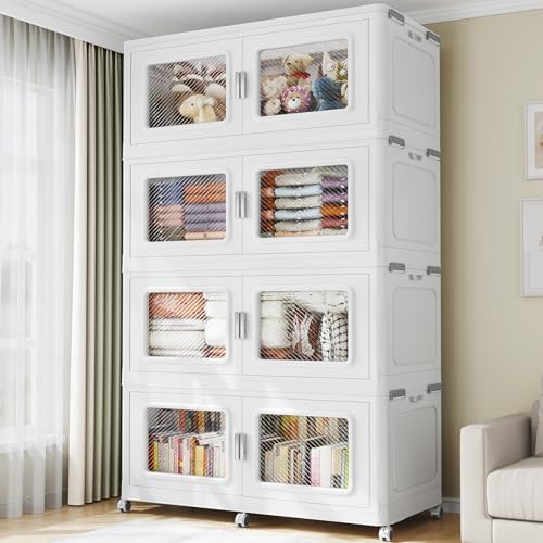 BROVIEW 300Gal Extra Large Storage Bins with Lid and Wheels, White, 4 Pack by BROVIEW-EnjoytheArtofLife