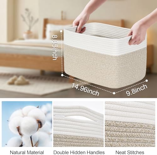 Baskets for Organizing,Storage Baskets,3 Pack Baskets for Shelfves,15"×10"×9" Woven Basket,toy storage bins,bins for organization - Image 4