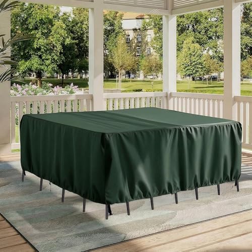 UPGRADE Outdoor Furniture Covers, Custom Size 68"(L) x 36"(W) x 30"(H) Rectangular Patio Table and Chair Waterproof Covers, Heavy Duty 420D, Green - Image 4