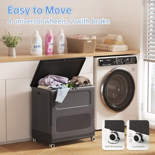 HAIXIN 130QT Large Storage Bin with Lid and Wheels, Dark Gray - Image 5