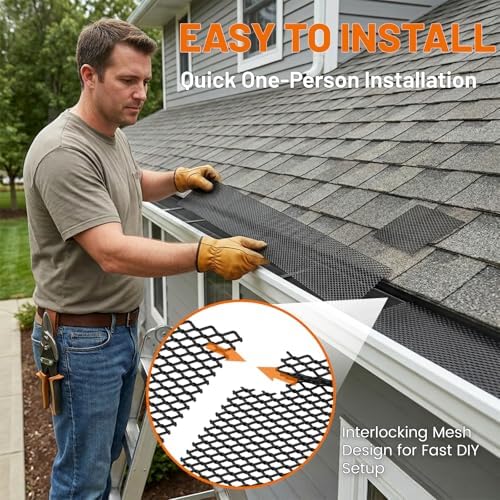 60 ft Gutter Guard (20 Pack) - Fits 4 to 6 Inch K Style Gutters - Black Coated Steel Micro Mesh - Snap In Leaf Guard Protection - Easy DIY Rain Gutter Screens Covers - Image 5